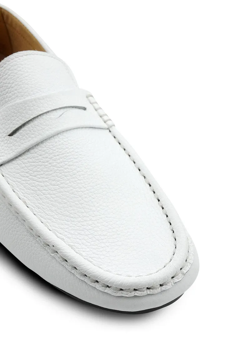 Penny Loafer Wrinkle Soft Leather Marble White