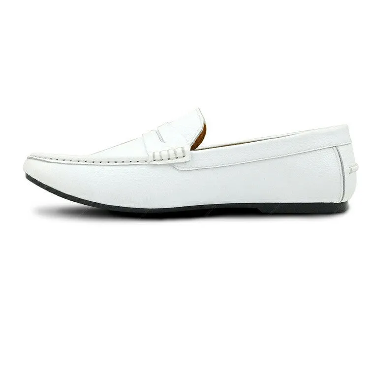 Penny Loafer Wrinkle Soft Leather Marble White