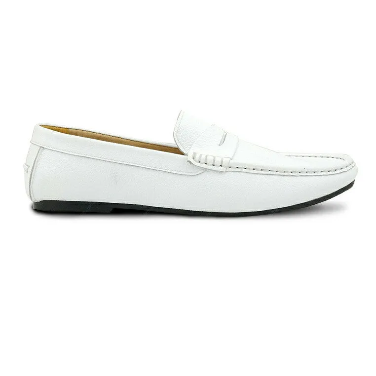 Penny Loafer Wrinkle Soft Leather Marble White