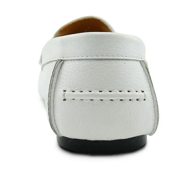 Penny Loafer Wrinkle Soft Leather Marble White