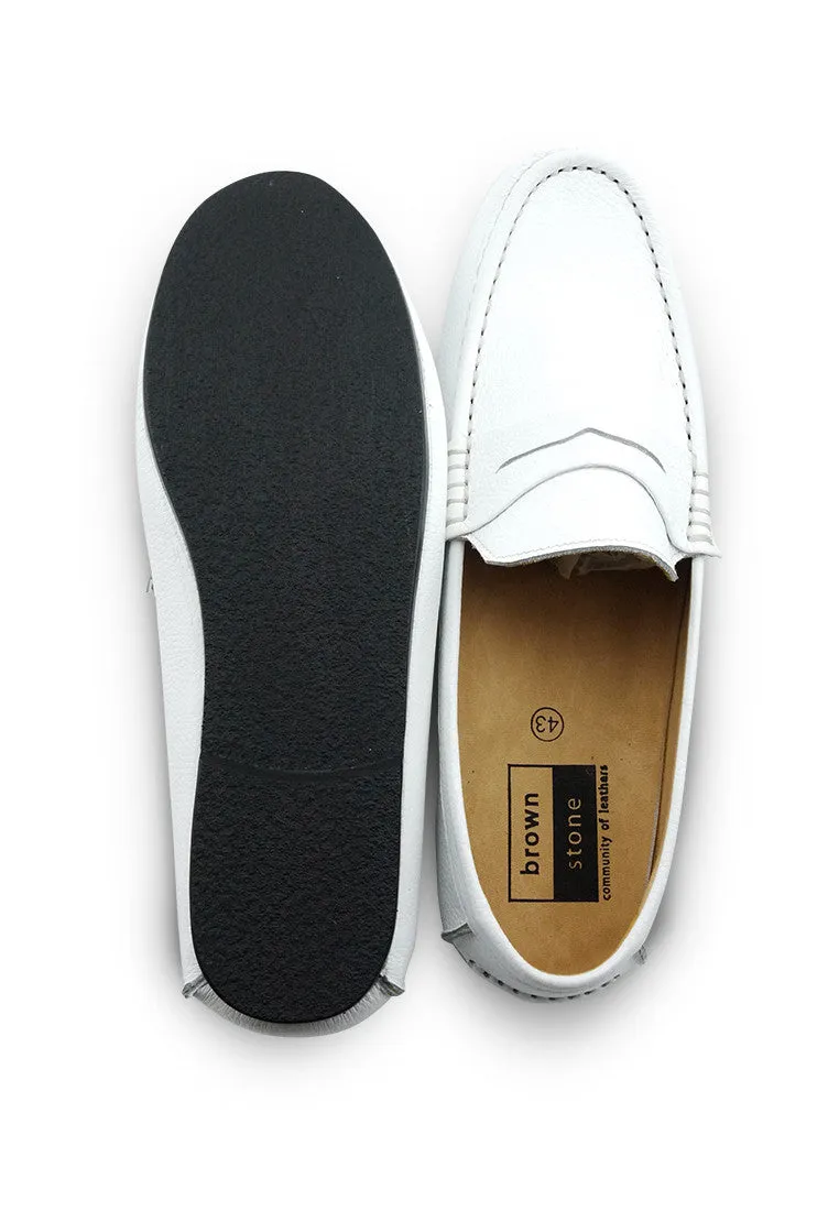 Penny Loafer Wrinkle Soft Leather Marble White