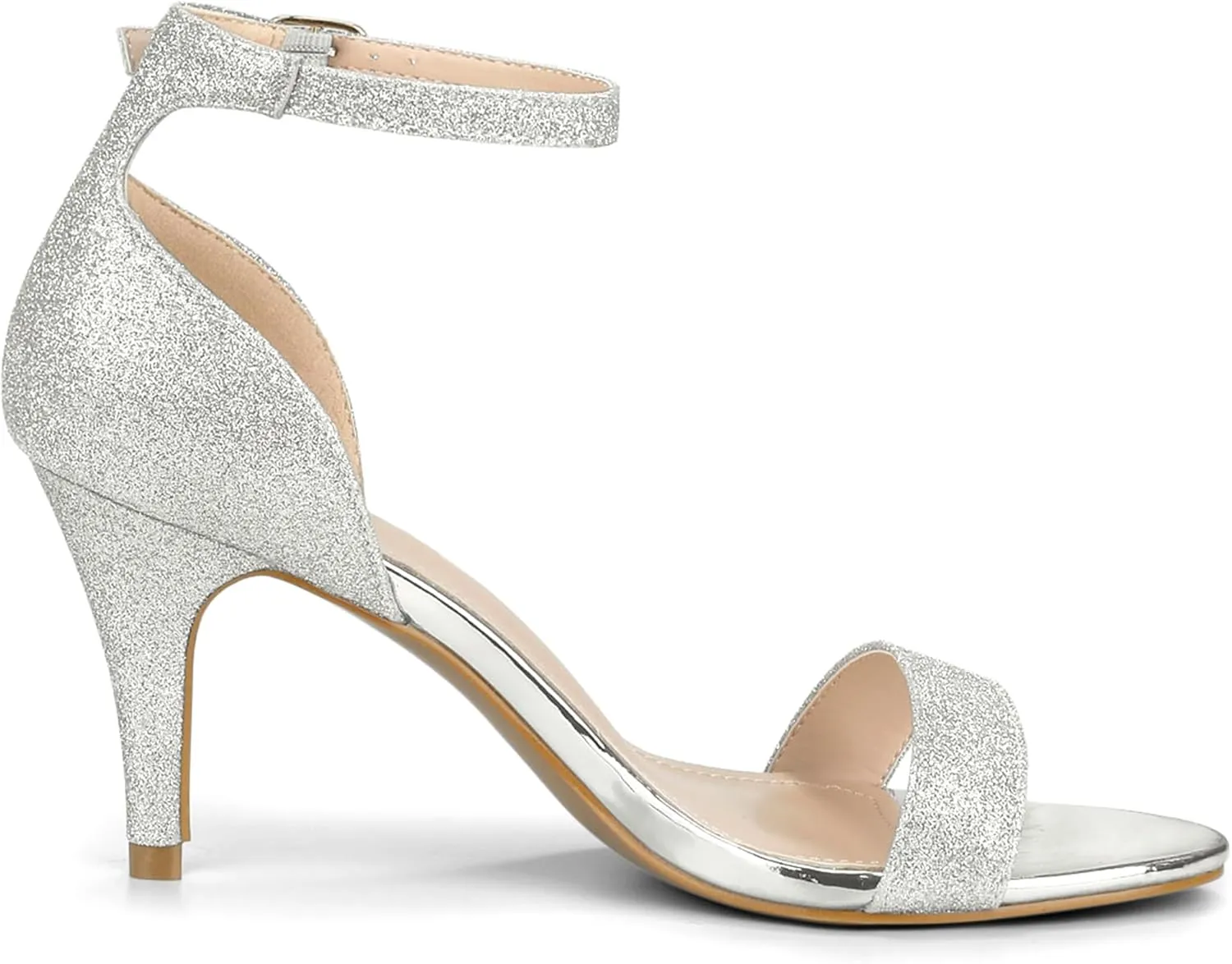 Perphy Glitter Ankle Strap Stiletto Heeled Sandals for Women