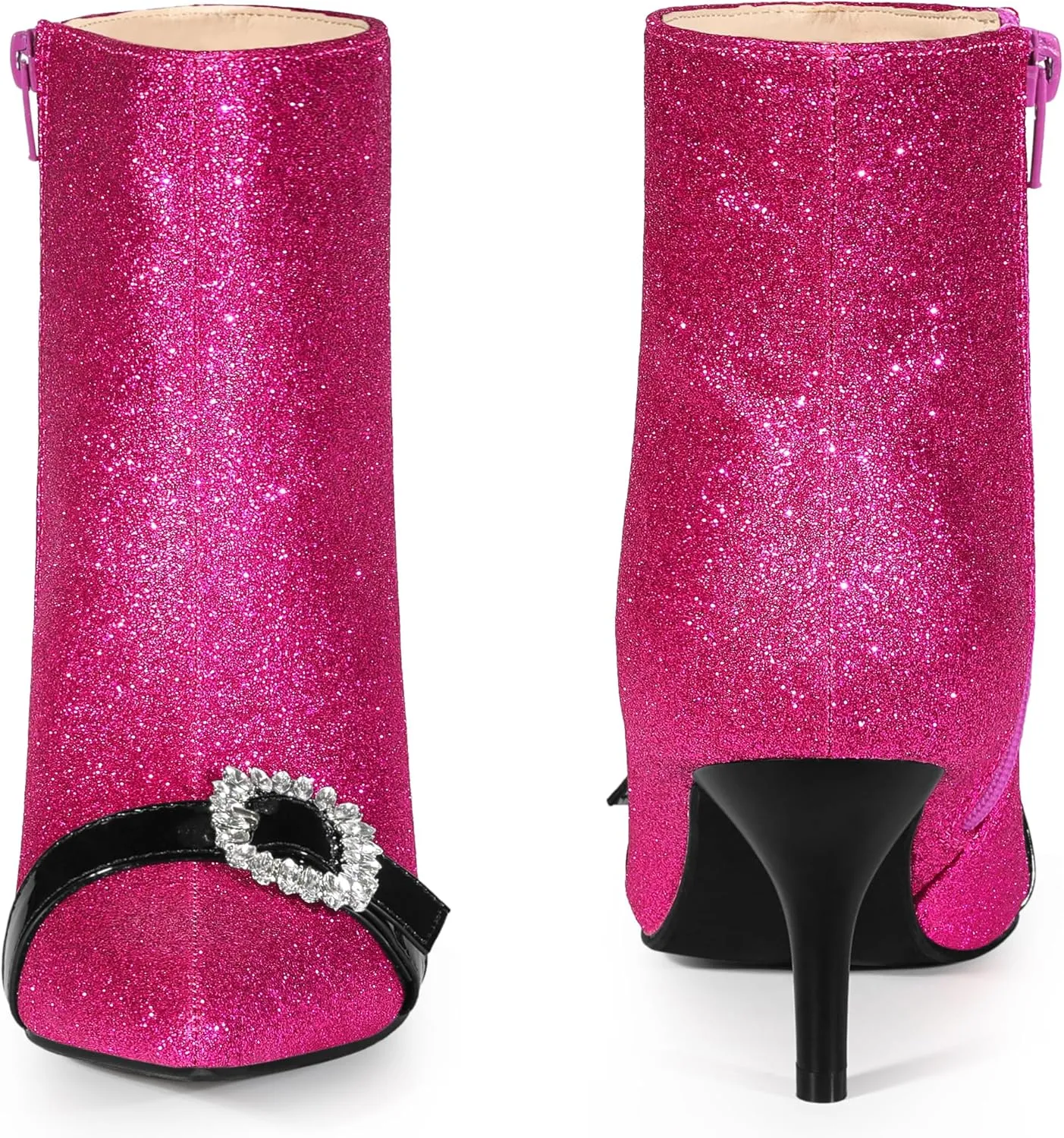 Perphy Glitter Boot Rhinestone Pointed Toe Stiletto Heel Ankle Boots for Women