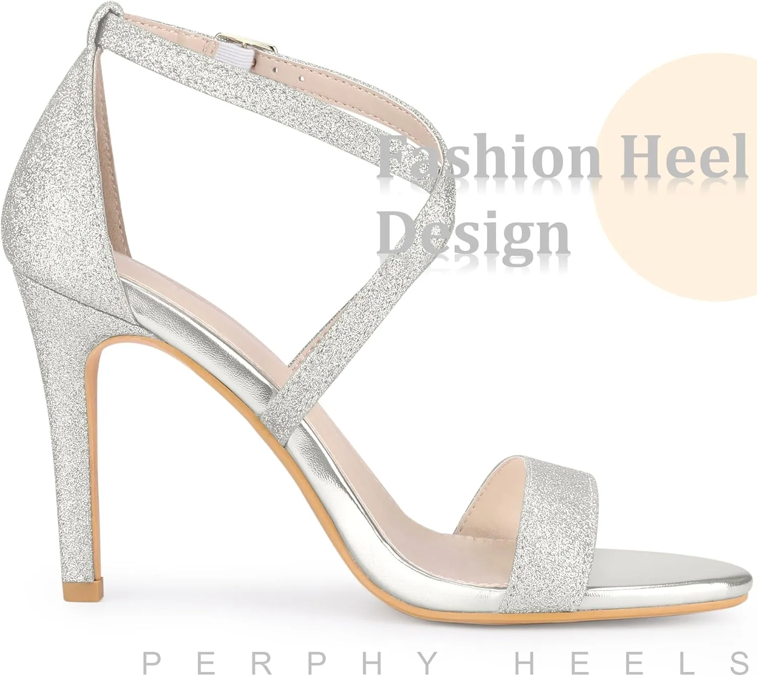 Perphy Glitter Crisscross Strappy Stiletto Heels Sandals for Women