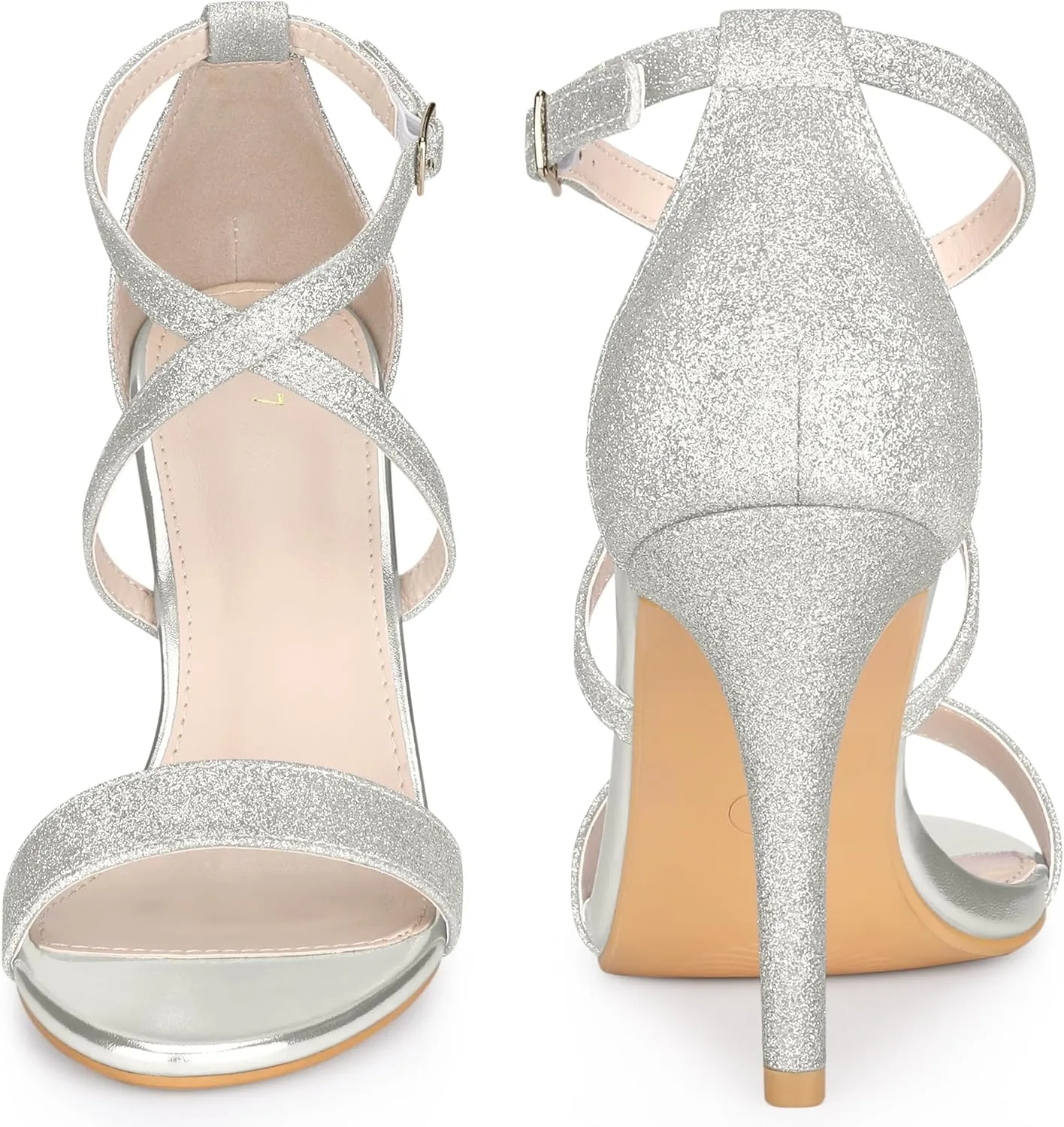 Perphy Glitter Crisscross Strappy Stiletto Heels Sandals for Women