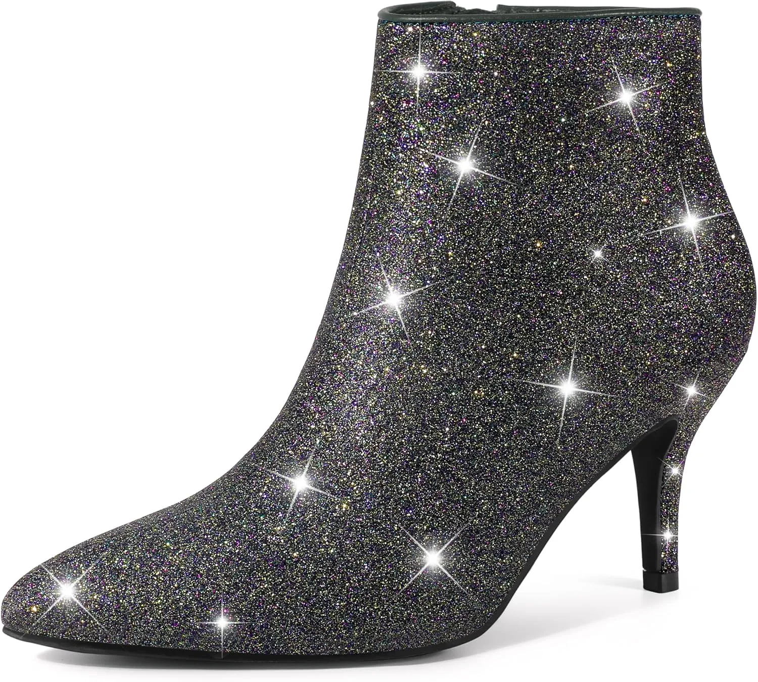 Perphy Glitter Sequin Pointed Toe Stiletto Heel Ankle Boots for Women