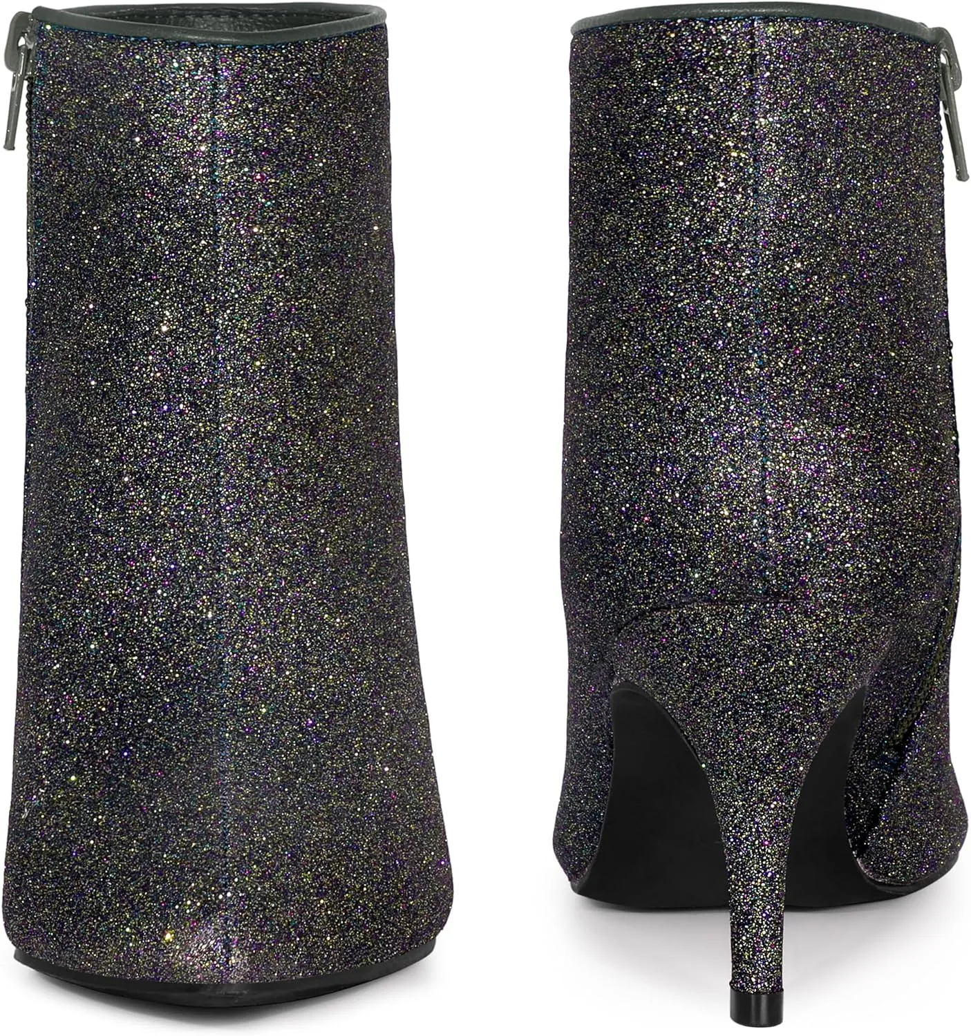 Perphy Glitter Sequin Pointed Toe Stiletto Heel Ankle Boots for Women