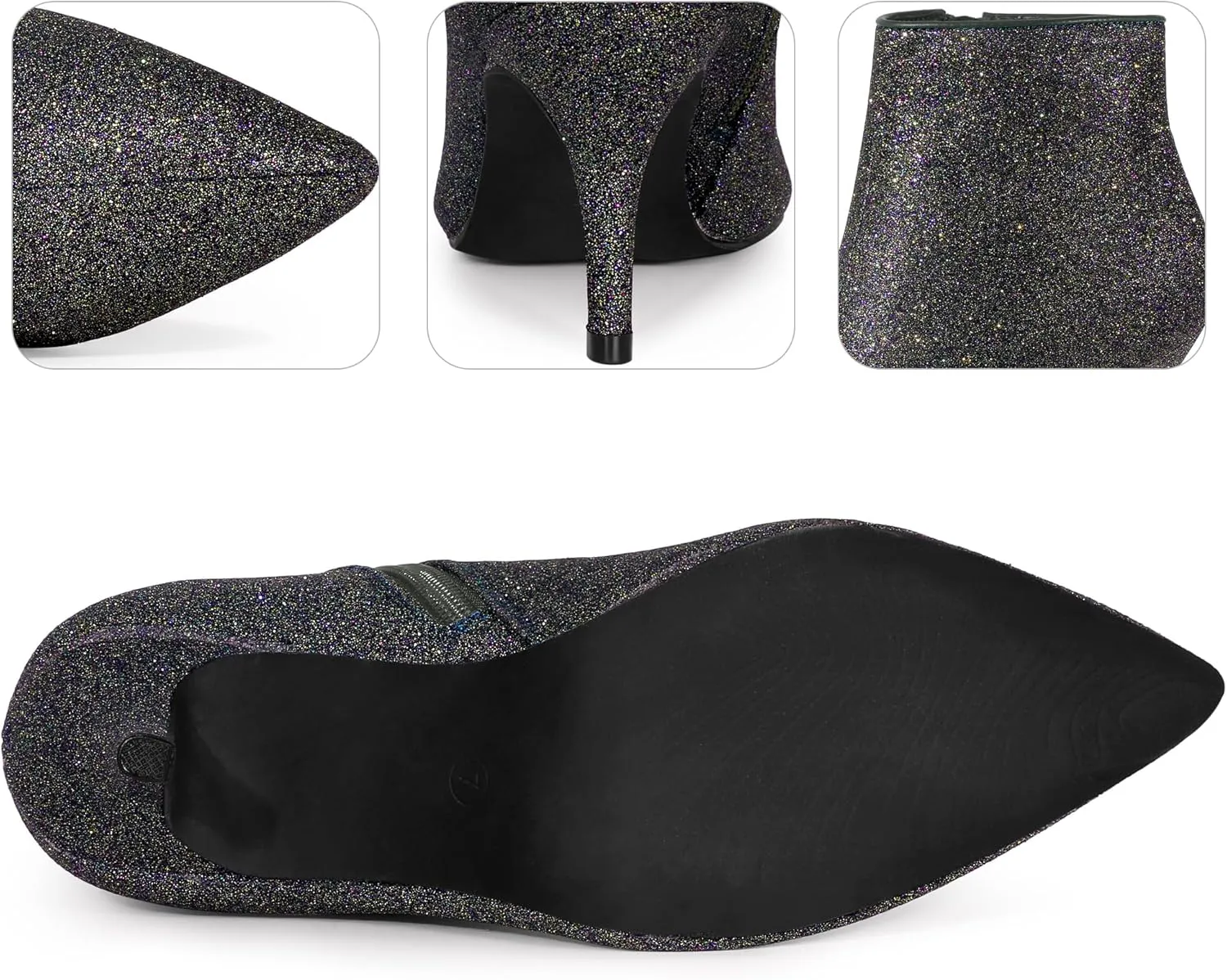 Perphy Glitter Sequin Pointed Toe Stiletto Heel Ankle Boots for Women