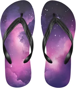 Pink Nebula Stars Flip Flop Sandal Men's and Women's Summer Sandal | Beach & Water Shoes（316）