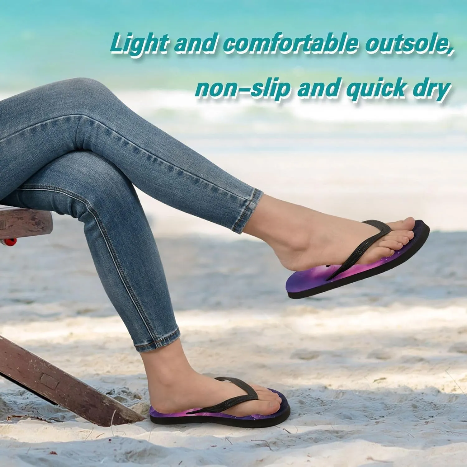 Pink Nebula Stars Flip Flop Sandal Men's and Women's Summer Sandal | Beach & Water Shoes（316）