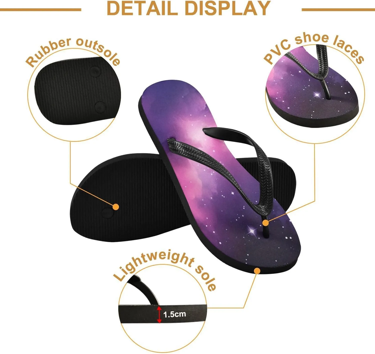 Pink Nebula Stars Flip Flop Sandal Men's and Women's Summer Sandal | Beach & Water Shoes（316）