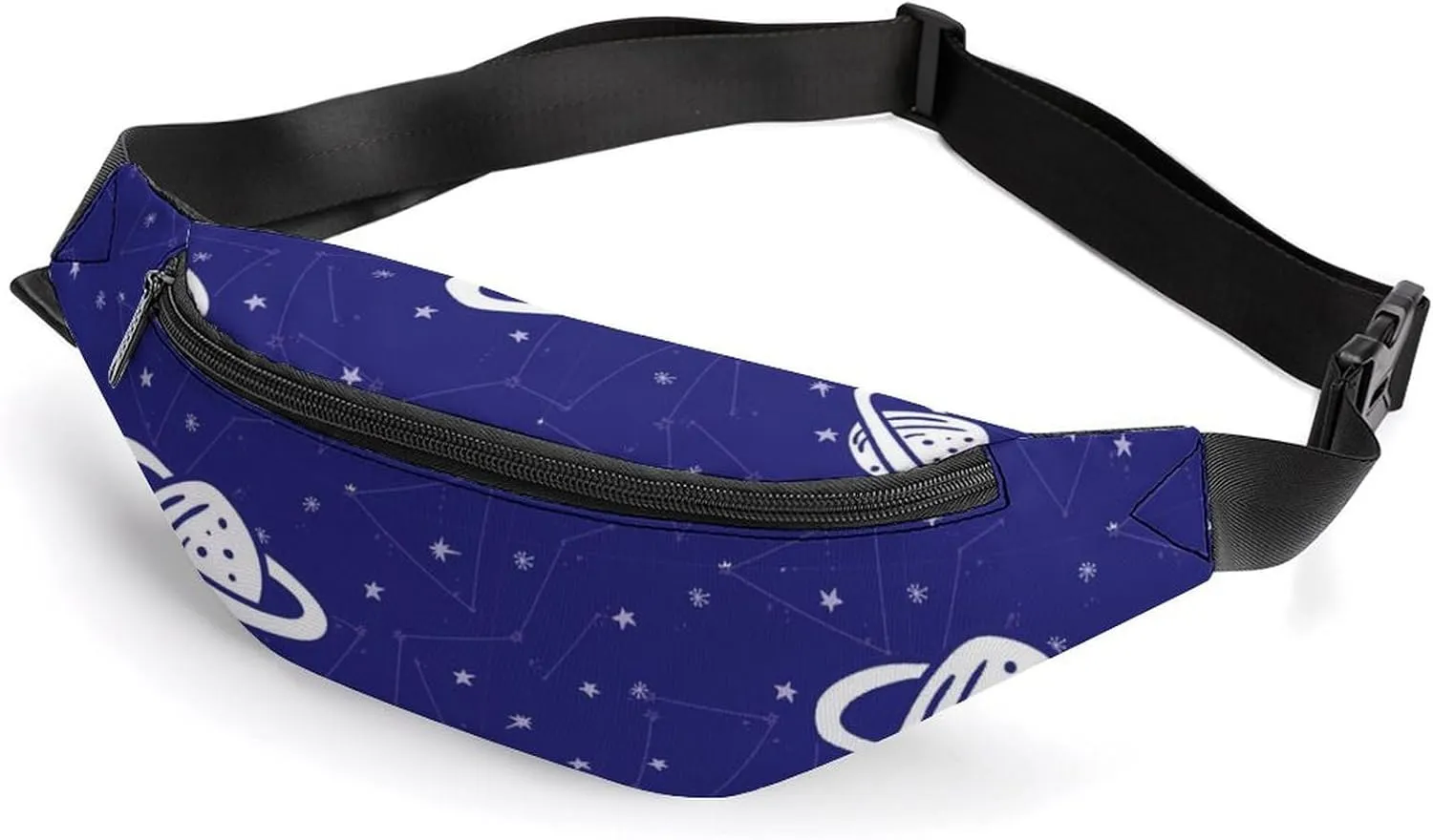 Planets And Stars Pattern Large Crossbody Fanny Packfor Women Men Waist Pack for Running with Adjustable Strap for Sports Casual Bag 36 * 15cm
