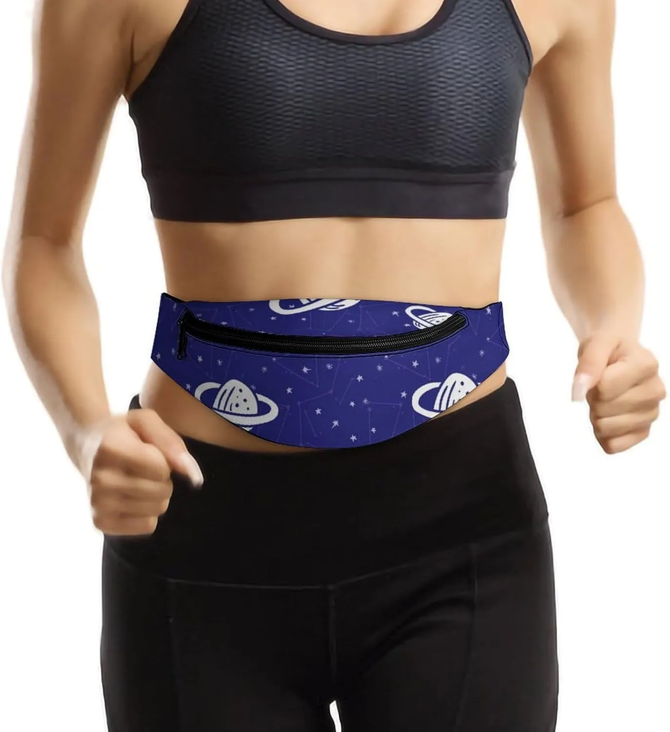 Planets And Stars Pattern Large Crossbody Fanny Packfor Women Men Waist Pack for Running with Adjustable Strap for Sports Casual Bag 36 * 15cm