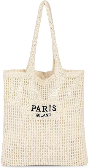 Pleneal Crochet Tote Bag, Mesh Beach Bag, Knitted Shoulder Bag Vacation Arsthetic Boho Tote Bag for Women