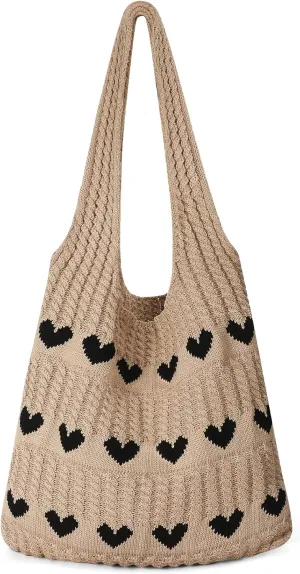 Pleneal Crochet Tote Bag, Mesh Beach Bag, Knitted Shoulder Bag Vacation Arsthetic Boho Tote Bag for Women