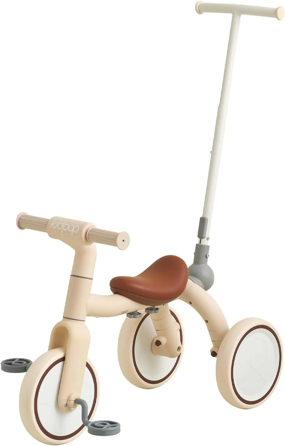 Pony 4-in-1 Kids' Tricycles Pedal Vehicles for 1-4 Push Slide Ride On Toy Balance Bike Baby Walker Stroller (Beige)