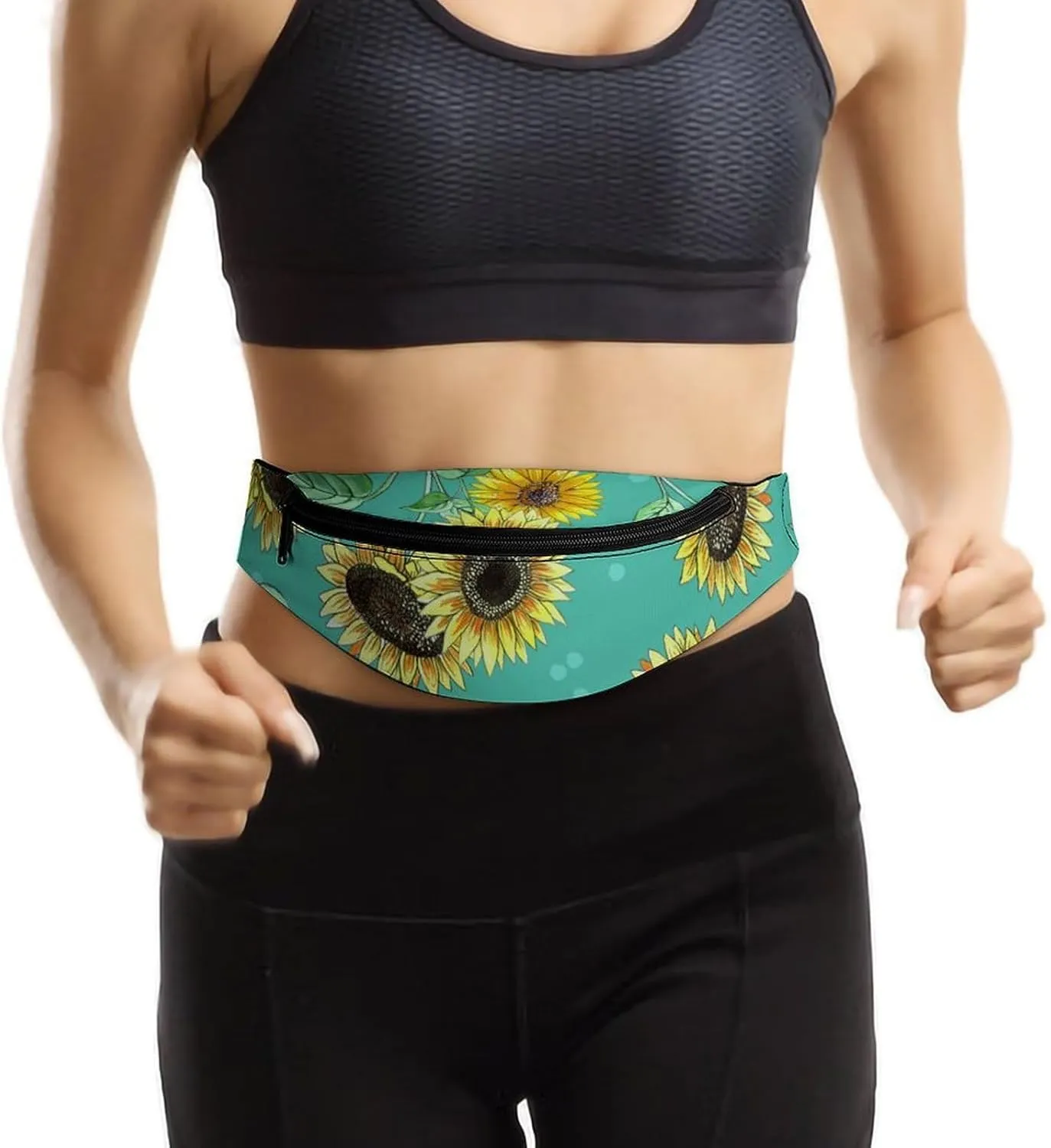 Pretty Sunflower Large Crossbody Fanny Packfor Women Men Waist Pack for Running with Adjustable Strap for Sports Casual Bag 36 * 15cm