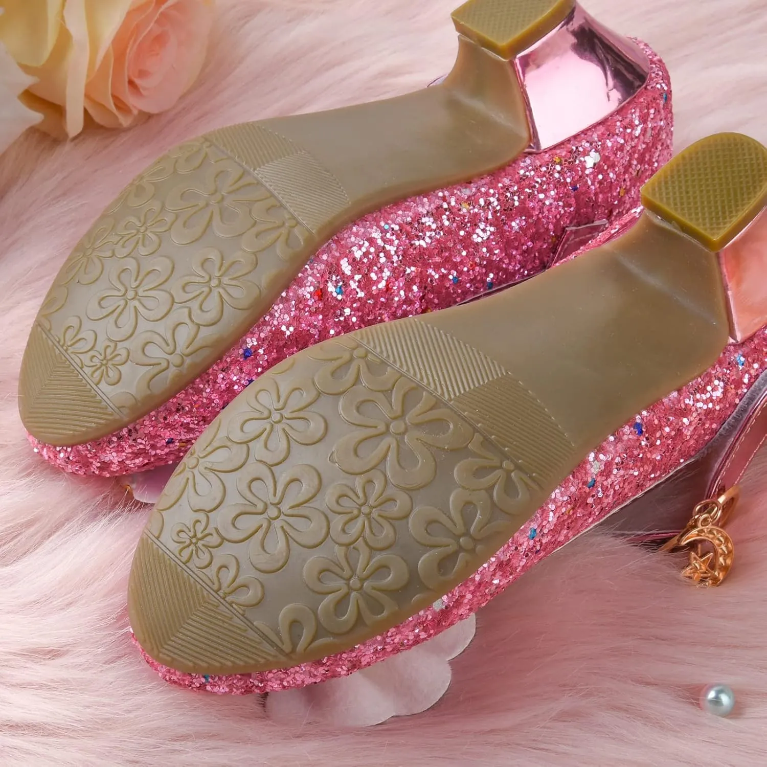 Princess Dress Shoes Flower Girls Low Heel Glitter Party Mary Jane