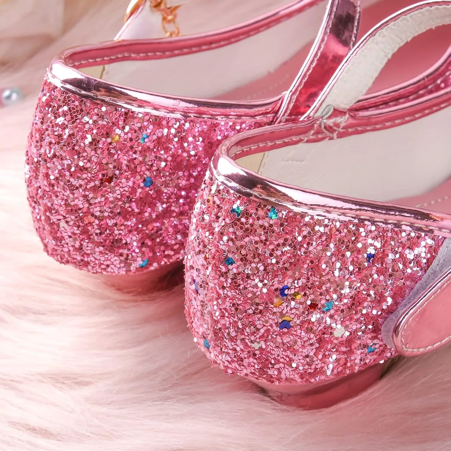 Princess Dress Shoes Flower Girls Low Heel Glitter Party Mary Jane