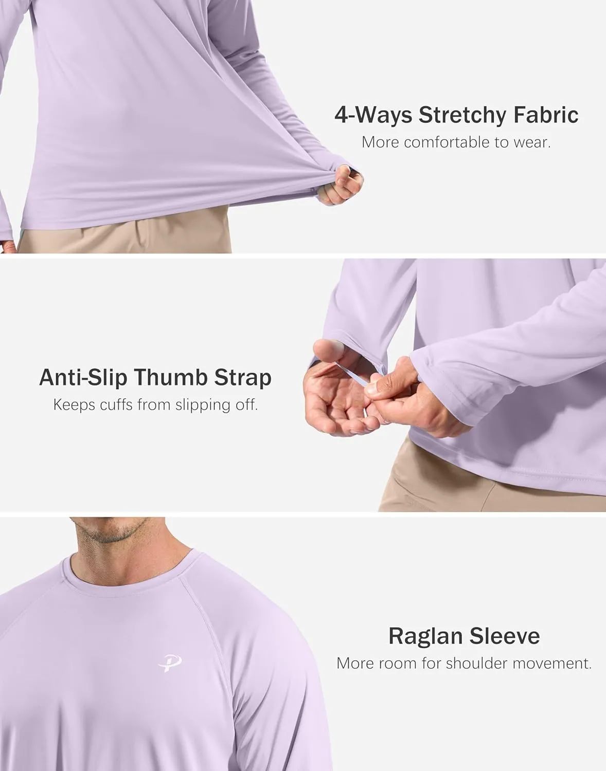 Pudolla Men's Sun Protection Shirts UV SPF UPF 50  Rash Guard Long Sleeve Lightweight Quick Dry Brethable Swimming Fishing