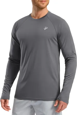 Pudolla Men's Sun Protection Shirts UV SPF UPF 50  Rash Guard Long Sleeve Lightweight Quick Dry Brethable Swimming Fishing