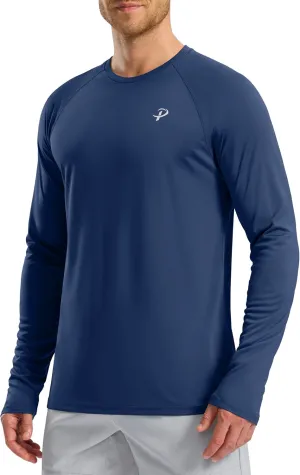 Pudolla Men's Sun Protection Shirts UV SPF UPF 50  Rash Guard Long Sleeve Lightweight Quick Dry Brethable Swimming Fishing