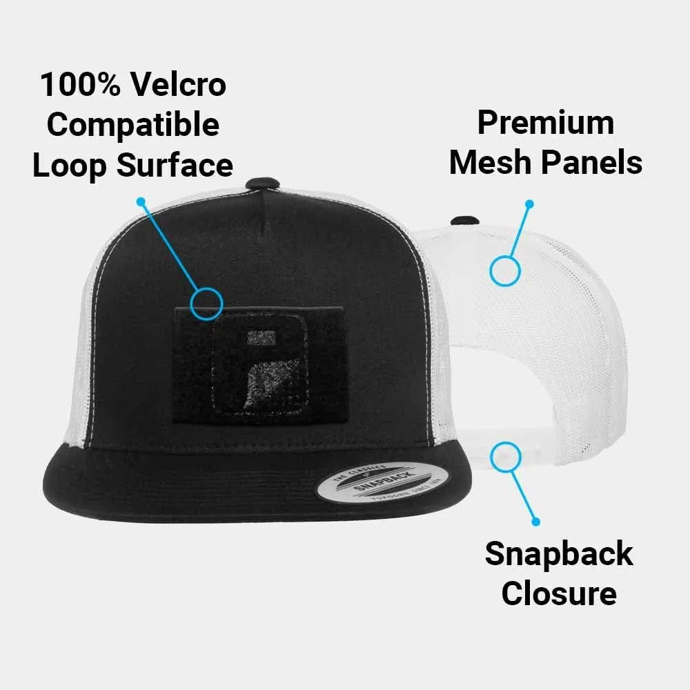 Pull Patch Tactical Hat | Authentic Snapback Flat Bill Trucker Cap | 2x3 Loop Surface to Attach Morale Hook Patches