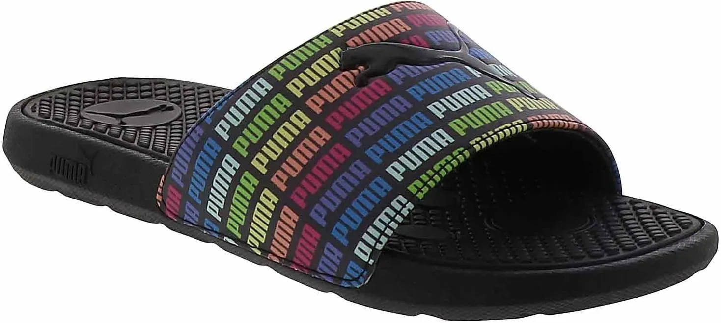 PUMA Cool Cat New Repeat Girls' (11-3) Slide Sandal Black in Size 12