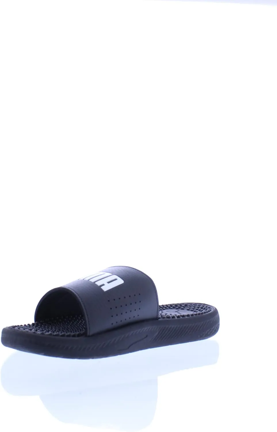 PUMA Men's Softride Massage Slide Sandals, Black-White, 8
