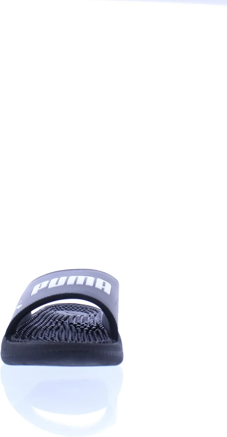 PUMA Men's Softride Massage Slide Sandals, Black-White, 8