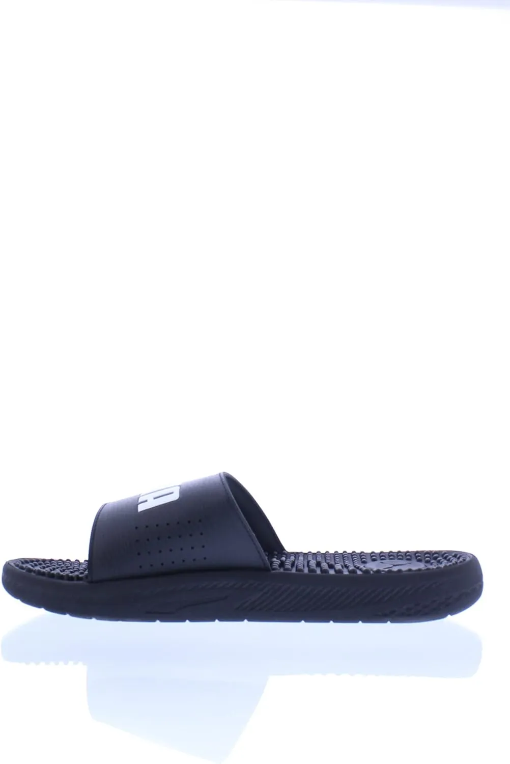 PUMA Men's Softride Massage Slide Sandals, Black-White, 8