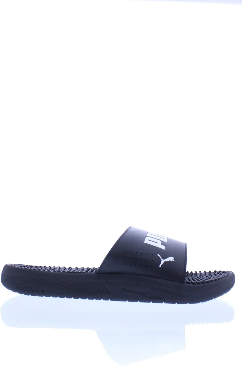 PUMA Men's Softride Massage Slide Sandals, Black-White, 8