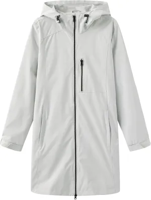 Rain Jackets for Women,Long Windbreaker Jacket with Hooded,Windproof winter Jacket for Running,Lightweight Raincoat