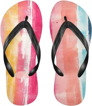 Rainbow Stripe Flip Flop Beach Summer Casual Sandal for Women & Men Shower Shoes L