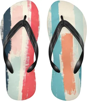 Rainbow Stripe Flip Flop Beach Summer Casual Sandal for Women & Men Shower Shoes XS