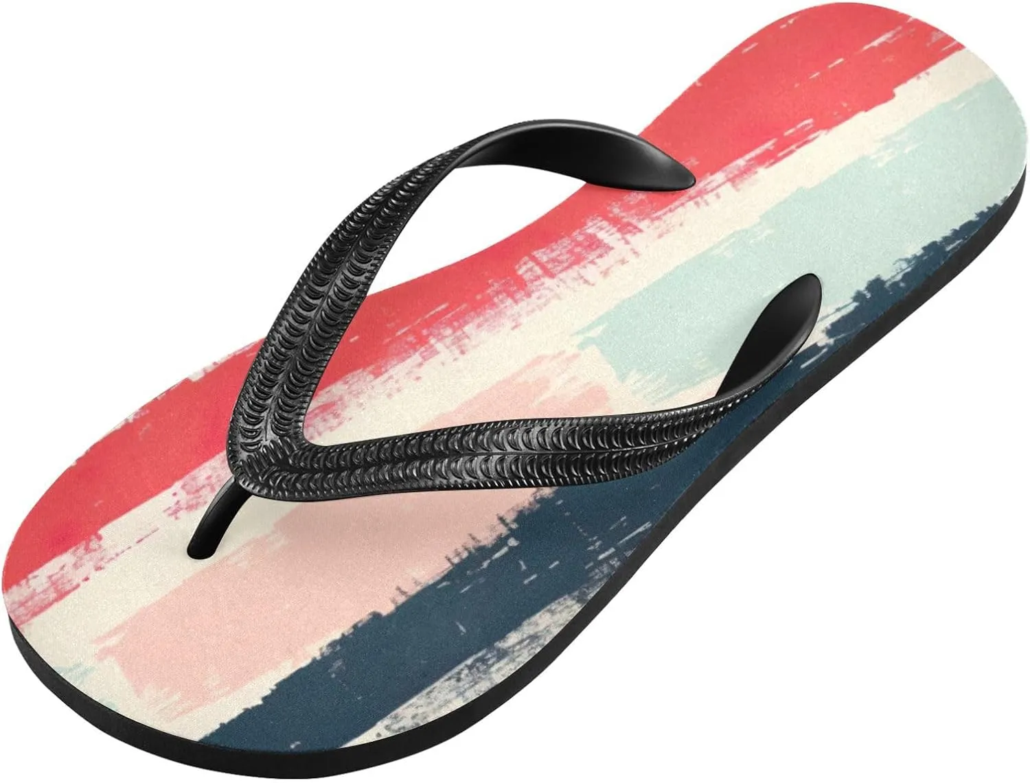 Rainbow Stripe Flip Flop Beach Summer Casual Sandal for Women & Men Shower Shoes XS
