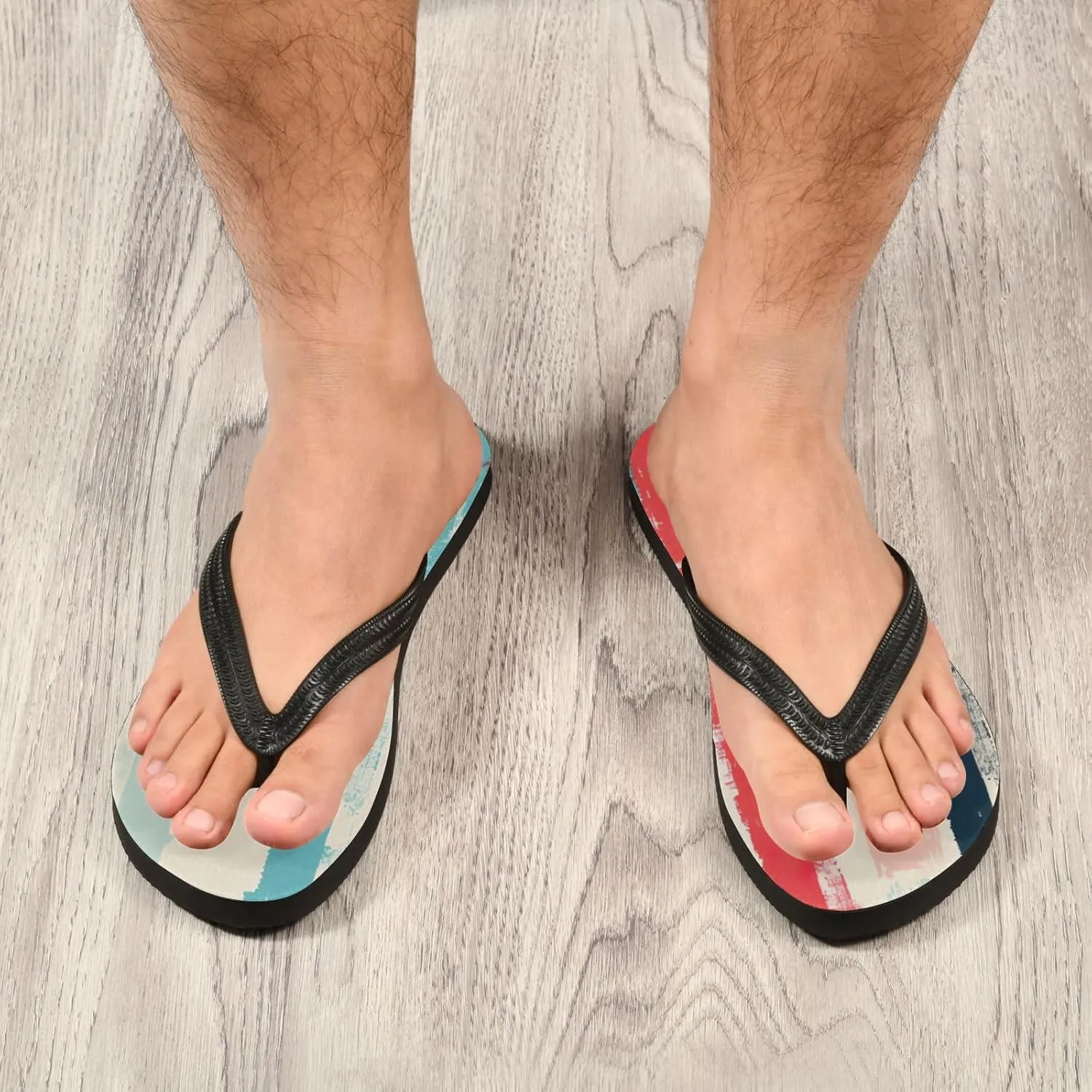 Rainbow Stripe Flip Flop Beach Summer Casual Sandal for Women & Men Shower Shoes XS