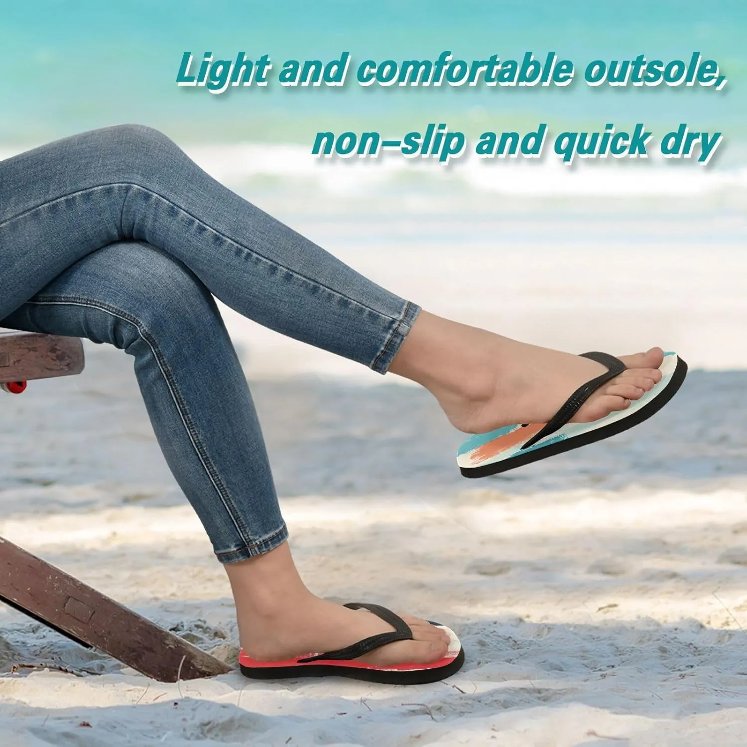 Rainbow Stripe Flip Flop Beach Summer Casual Sandal for Women & Men Shower Shoes XS