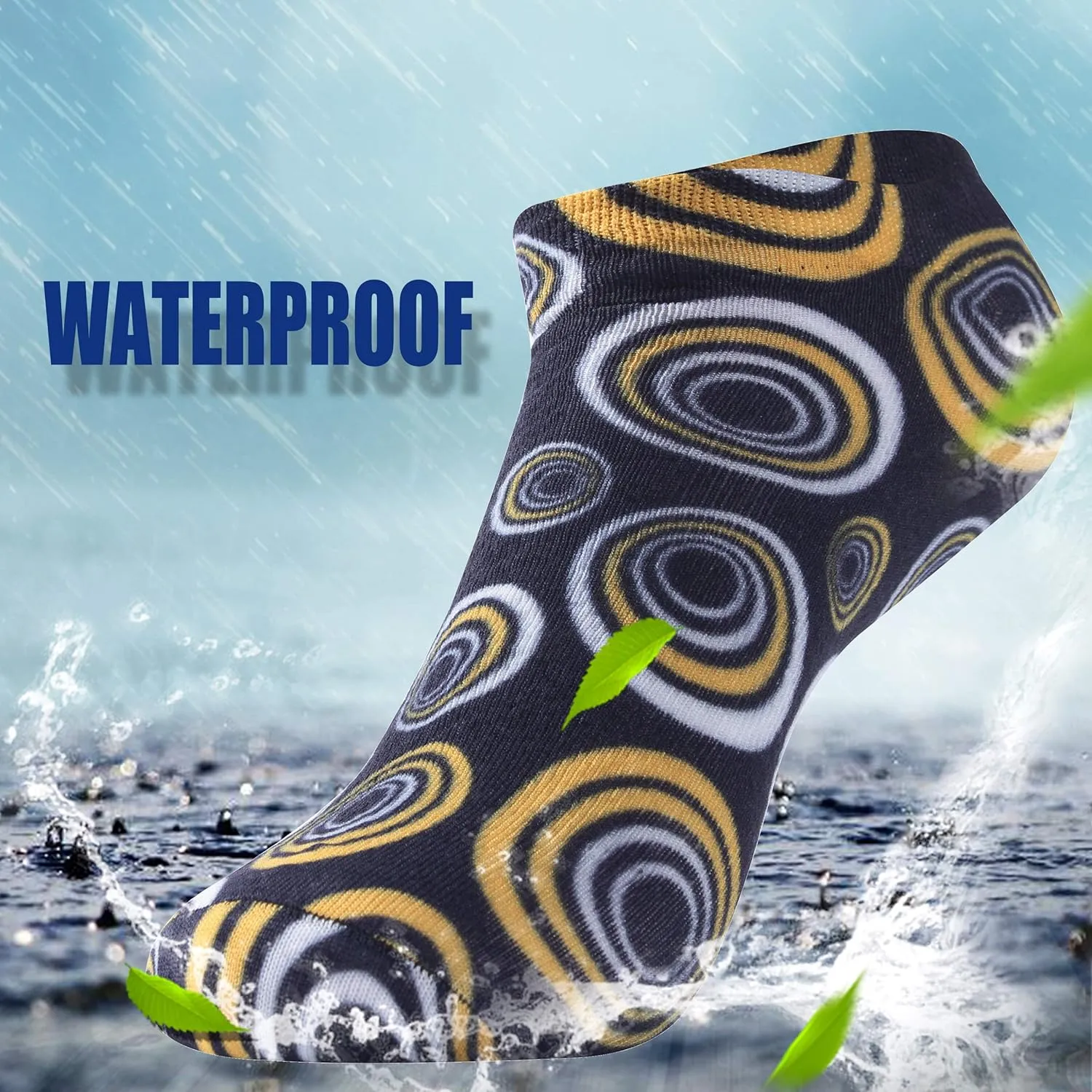 RANDY SUN Waterproof Socks, Unisex Cycling/Hunting/Fishing/Running Ankle Socks 1&2 Pair