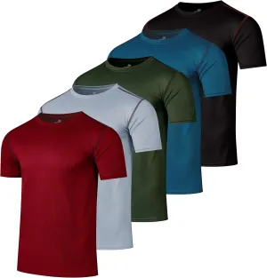 Real Essentials 5 Pack Men’s Active Quick Dry Mesh Crew Neck T Shirts | Athletic Short Sleeve Tee (Available in Big & Tall)