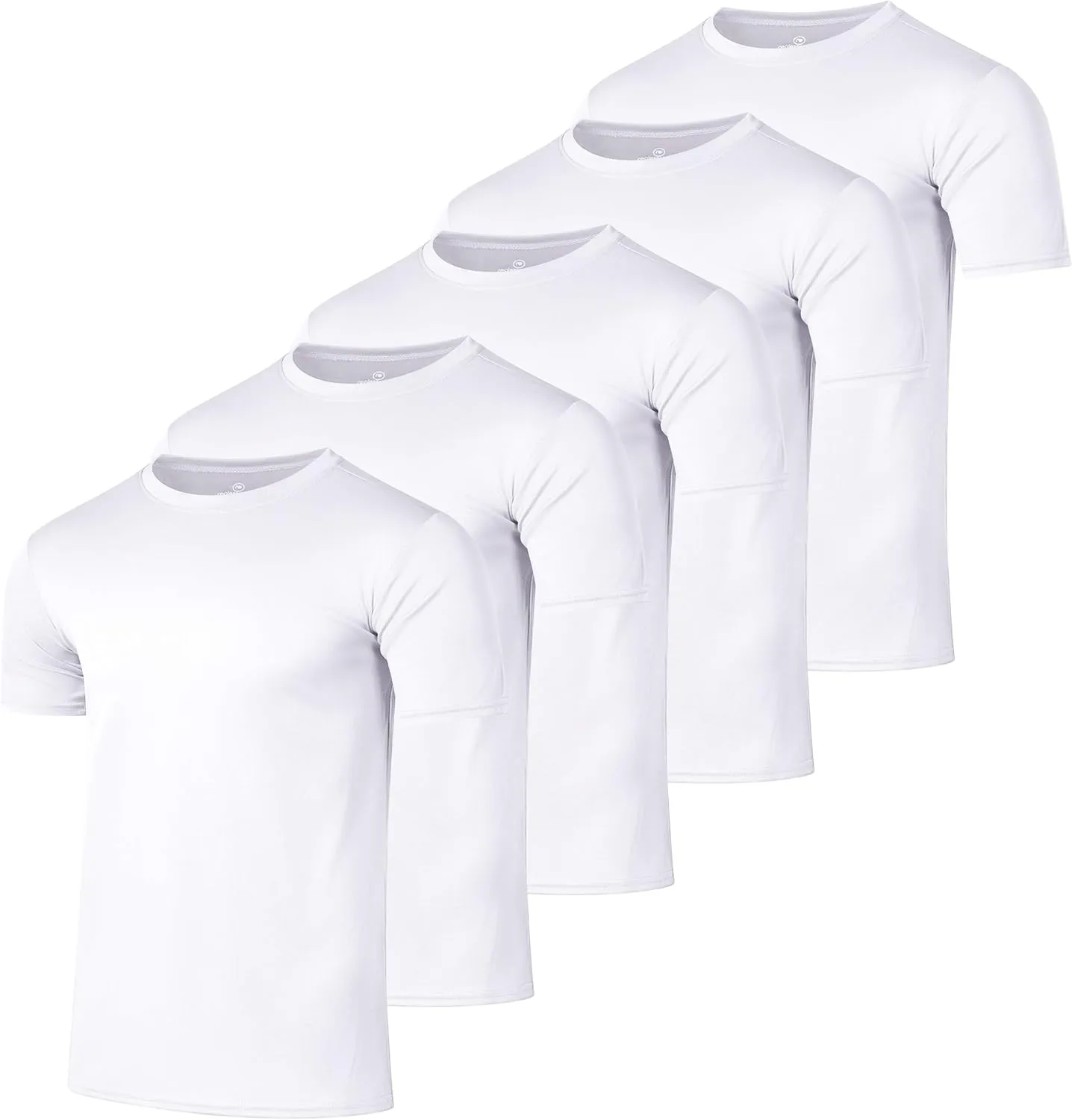 Real Essentials 5 Pack Men’s Active Quick Dry Mesh Crew Neck T Shirts | Athletic Short Sleeve Tee (Available in Big & Tall)