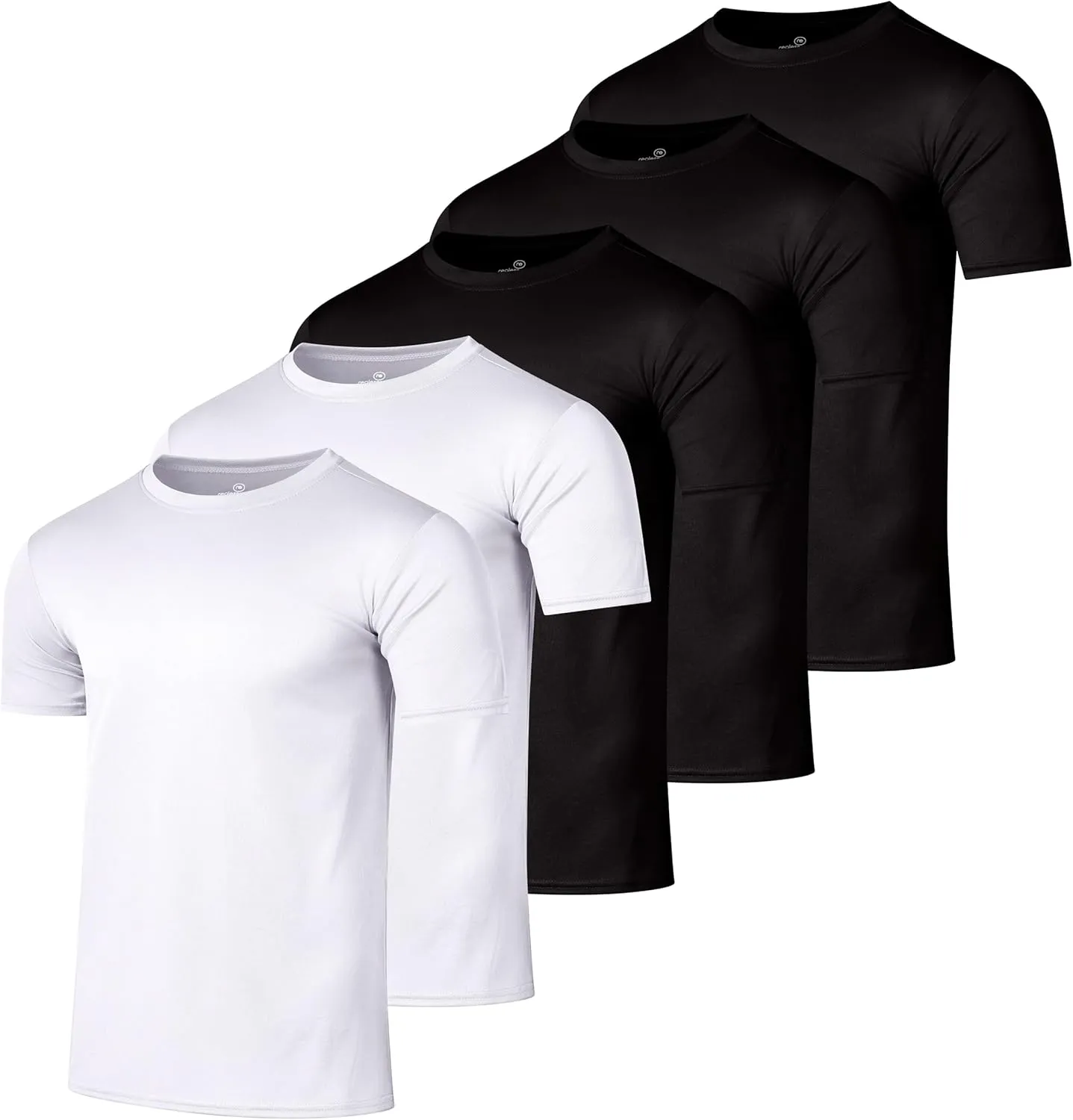 Real Essentials 5 Pack Men’s Active Quick Dry Mesh Crew Neck T Shirts | Athletic Short Sleeve Tee (Available in Big & Tall)