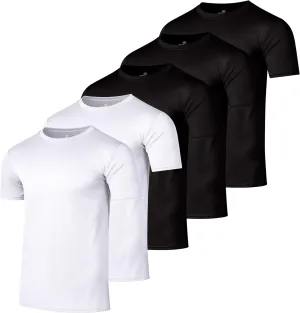 Real Essentials 5 Pack Men’s Active Quick Dry Mesh Crew Neck T Shirts | Athletic Short Sleeve Tee (Available in Big & Tall)