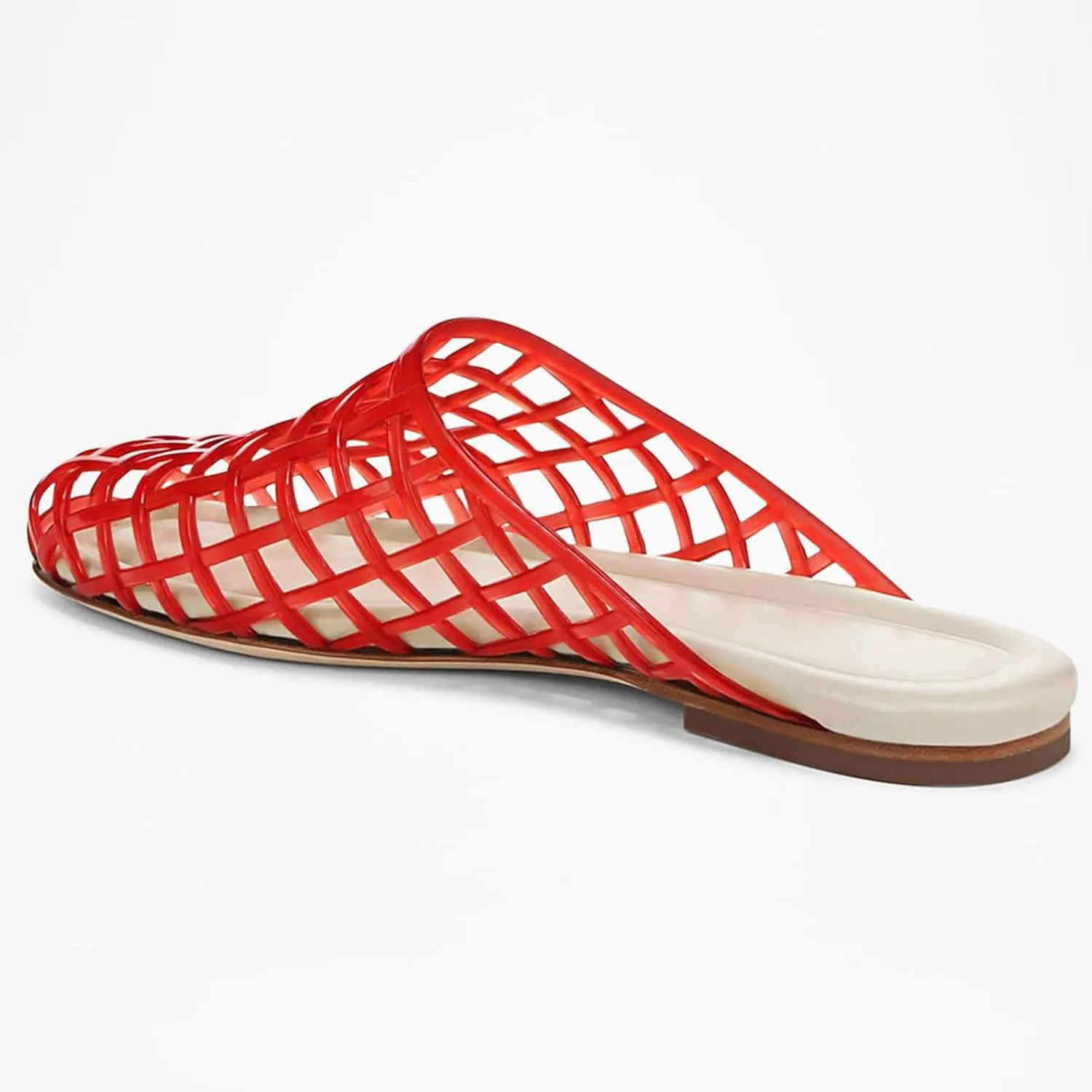 Red Mesh Jelly Mules for Women Clear Hollow Closed Toe Flat Sandals Beach Jellies Slippers Summer Slide Shoes