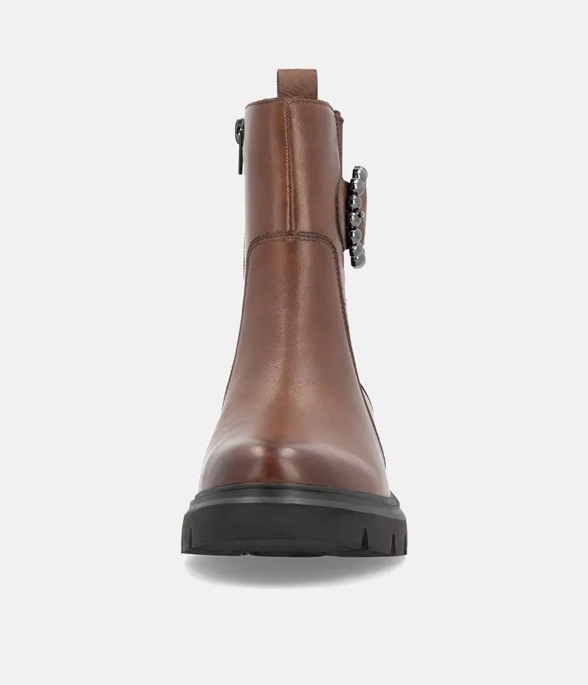 Remonte Fashionable Brown Leather Ankle Boots