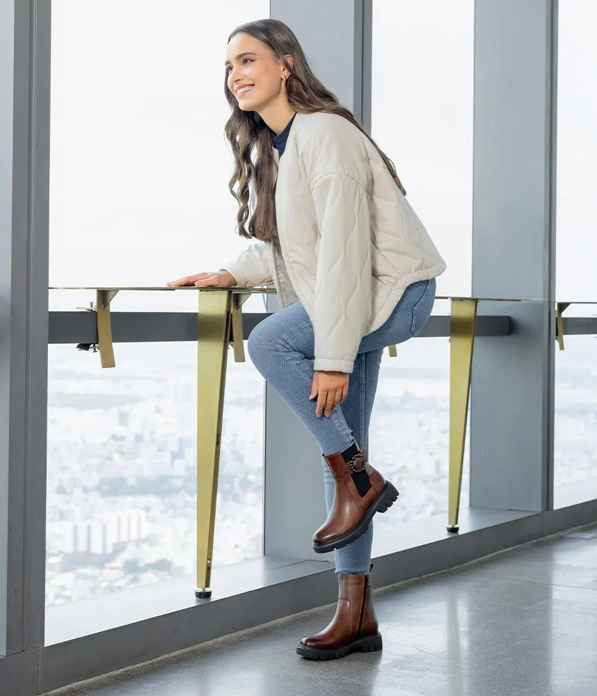 Remonte Fashionable Brown Leather Ankle Boots