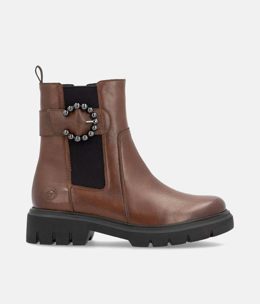 Remonte Fashionable Brown Leather Ankle Boots