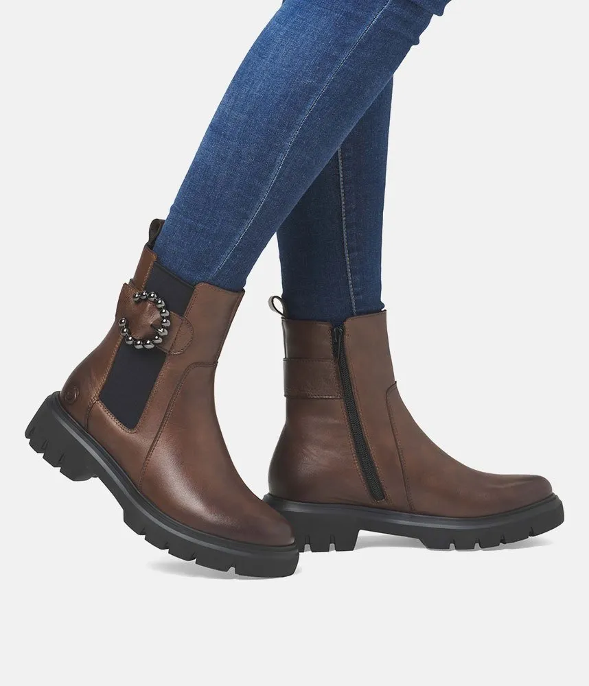 Remonte Fashionable Brown Leather Ankle Boots