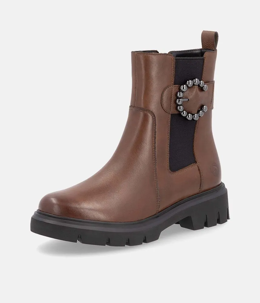 Remonte Fashionable Brown Leather Ankle Boots