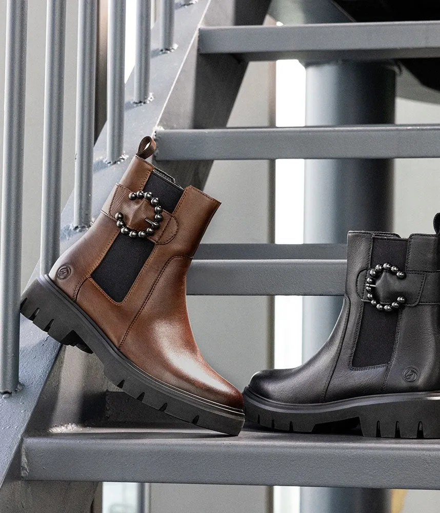 Remonte Fashionable Brown Leather Ankle Boots